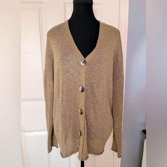 Zara Gold Knit Cardigan Medium - Picture 1 of 7